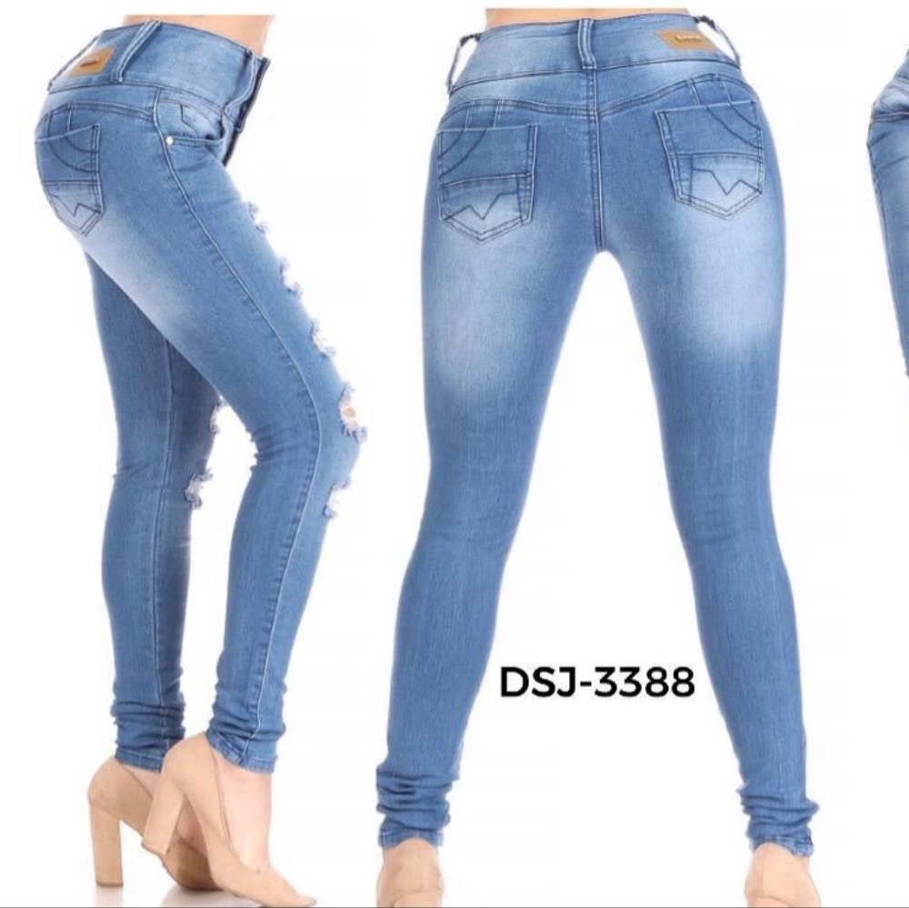 DSJ-3388 Colombian Design Push Up Levanta Cola Skinny Jeans Super Stretchy.